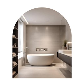 ROYUEXT Bathroom Mirror 14 x 12 Inch, Arched Mirror Wall Mounted Frameless Self Adhesive High Clear Glass Mirrors for Firplace,Entryway,Hallway,Restroom,Salon Decor