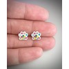 Cat Dog Paw Print Earrings with Crystal Stones - Colourful