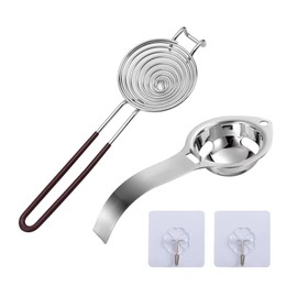 EULAPGOE 2 Pcs Egg Separator Egg Yolk White Separator Stainless Steel Egg White Egg Yolk sieving Filter Cooking and Baking Egg Yolk Separator