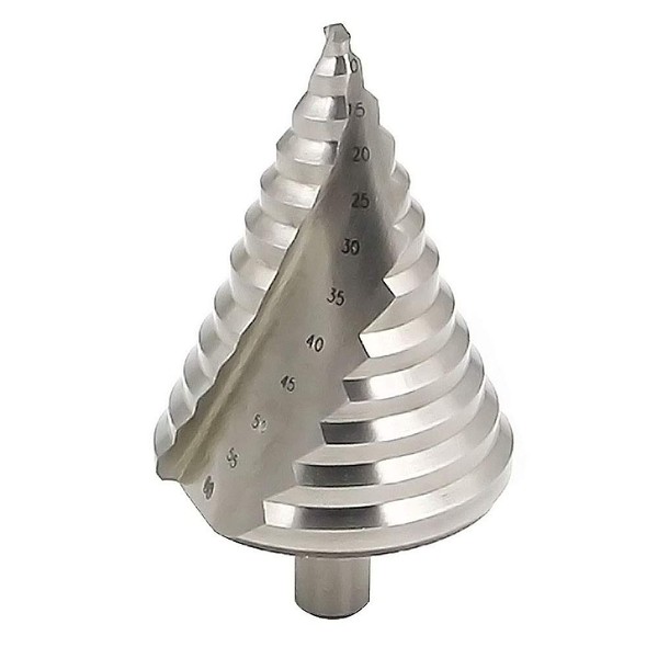 Meichoon Large HSS Step Cone Drill Bit Set 6-60mm Spiral Groove 12 Steps Sizes, Cobalt Cone Drilling Tool Hole Cutting, Enlarge, Metal Sheet, PVC Sheet Woodworking, Triangle Handle, DC18