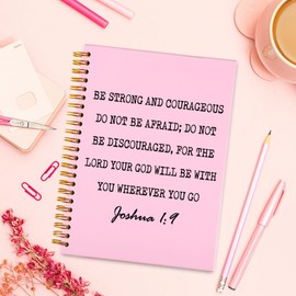 FOKCBOCM Inspirational Bible Verse Notebook, Christian Scripture Journal for Women & Men, Joshua 1:9 Christian Gifts, Encouraging Faith-Based Gifts for Friends Coworkers Prayer Spiral Notebooks-DFB37