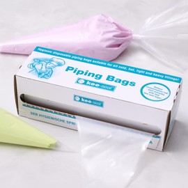 KEE-SEAL Disposable Pastry Bags, Piping Bag with Grip Tight Outer Surface, Smooth-Flow Interior, Easy Tear Perforation, Convenient Dispenser Box, 18-Inch, Clear