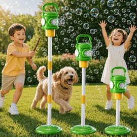 MSKOLER Standing Bubble Machine for Kids, Height 47 in Automatic Bubble Toys with Blower and Wand, Light, Kids Outdoor Playing Equipment, Bubble Outdoor Playset Outside Toys for Toddlers 1-3 3-8