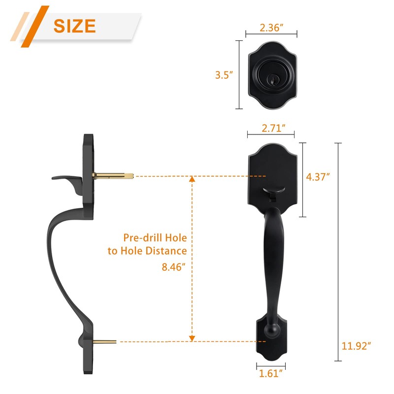 Natsukage Front Door Handle Heavy Duty Entry Lock Matte Black