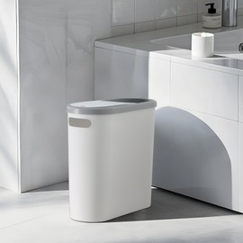 LOVEWE Bathroom Trash Can, Compact and Durable Plastic Wastebasket with Built-in Handles, Easy to Clean, Rustproof, Space-Saving Design, Ideal for Small Spaces in Bathroom, Laundry, and Home Office