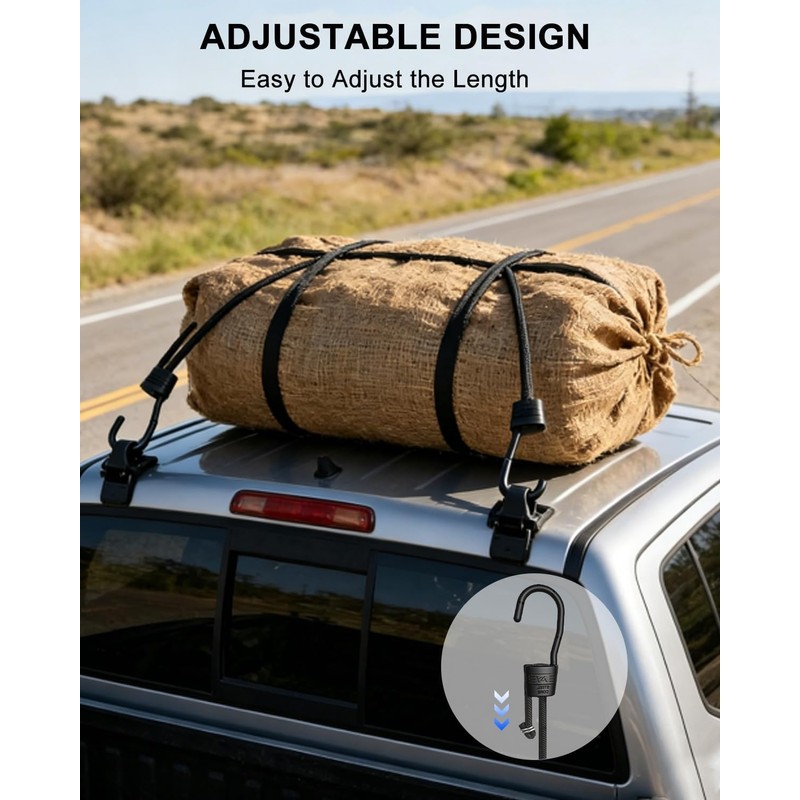 5 Pack 150cm (59 Inch) Adjustable Bungee Cords with Hooks