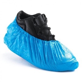 100 Blue Quality disposable shoe covers/overshoes. Floor, carpet, shoe protectors CPE 2.5g x 100. Lightly Embossed. Light or medium use by Pasha81