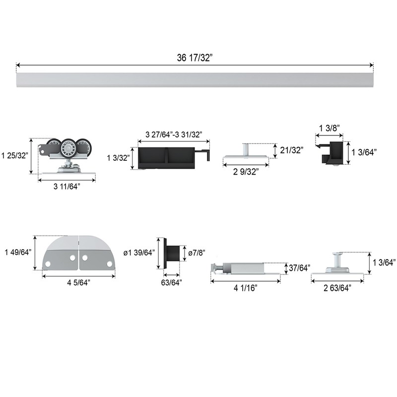 JUBEST 36“ Bifold Door Hardware, Folding Door Hardware Sliding Barn