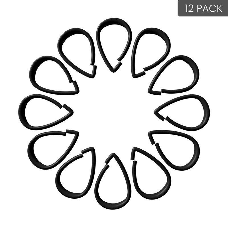 Top-spring Shower Curtain Hooks Black Plastic Shower Curtain Rings, Drop