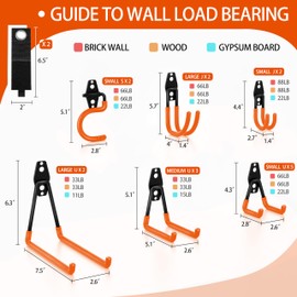 Kodreat 18 Pack Garage Hooks Heavy Duty - Anti-Slip Coating， Garage Storage Hooks for Hanging Bike，Ladder，Garden Tools，Hose