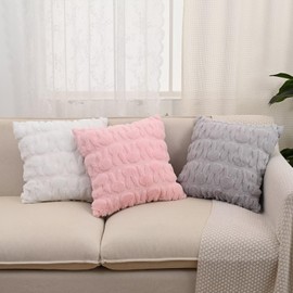 SKXKJian Easter Pillow Covers 20x20 inch Set of 2 Easter Bunny Rabbit Throw Pillow Cases Cute Decorations Soft Plush Faux Fur Wool Pillow Covers Decor for Sofa Bedroom Living Room Gray