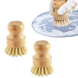 NICKLIN Mushroom Brush, Vegetable Brush, Pack of 2 Dishwashing Brush, Wood, Cleaning Brush, Mushroom Brush, Safe Environmentally Friendly, Durable, Round Kitchen Brush, Dishwashing Brush, Wood of