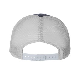 Richardson 115 Trucker Hat - Low Profile Adjustable Snapback Cap for Men & Women (US, Alpha, One Size, Heather Navy/Light Grey)
