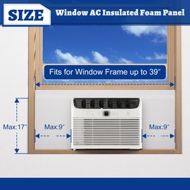 Wintcomfort Window Air Conditioner Insulated Foam Panels with Aluminum Foil, Waterproof Window AC Surround Insulation Panel with Top Seal Strip for Indoor Window AC Unit, Reflected Sunlight & Heat