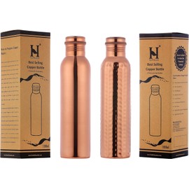 HealthGoodsAU - Set of 2 Pure Copper Water Bottles 950Ml | Leak-Proof Ayurvedic Copper Water Bottle for Health Benefits | Joint-Less Copper Water Bottles
