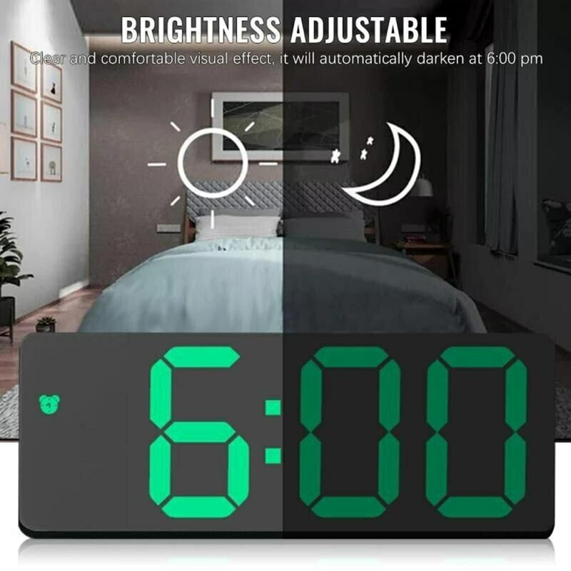 Alarm Clock Led Display Digital Mirror Alarm Clock Battery Plug-in