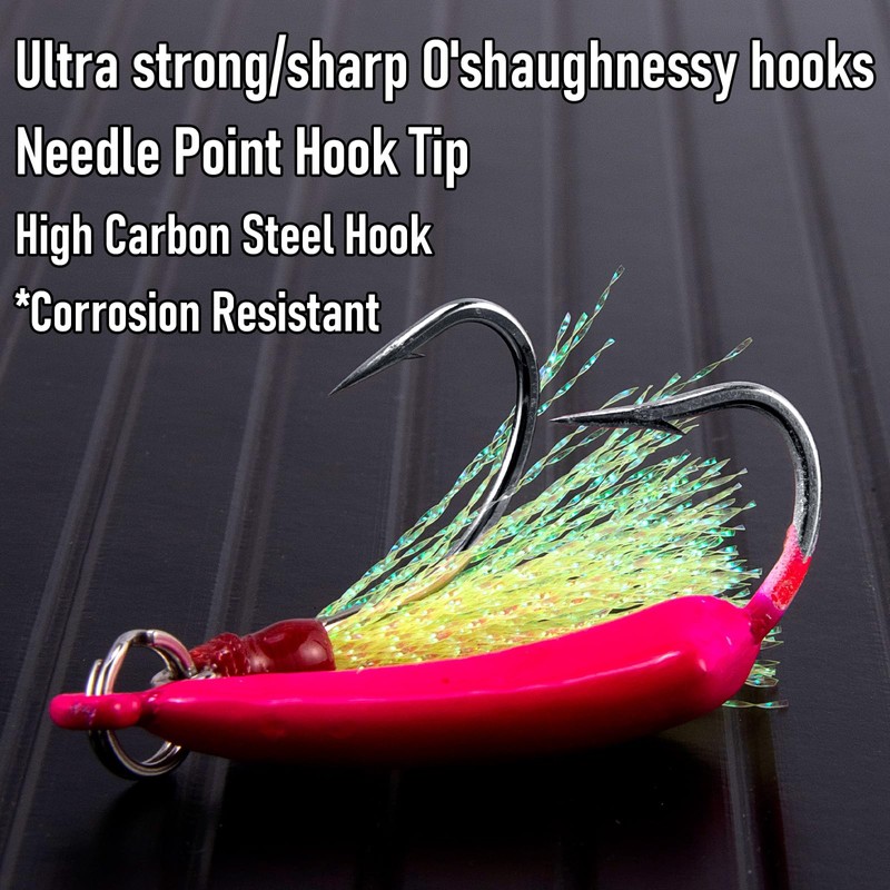 Dr.Fish 5 Pack Pompano Jigs with Teaser Hooks, Surf Fishing