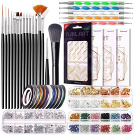 Nail Art Kit, Nail Design Tools Kit with Nail Art Brushes, Nail Art Dotting Pens, Nail Stickers for Nail Art, Nail Charms and Gems, Nail Rhinestones, Nail Art Decoration Kit