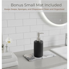 Stone Dish Drying Mat, Foldable Diatomaceous Sink Mat – Fast-Drying, Non-Slip, Easy-Clean Stone Drainer for Kitchen & Bathroom (15.75” x 23.62”)