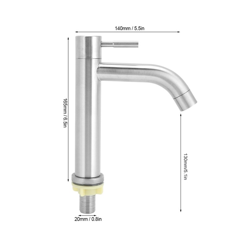 G1/2in Male Thread Stainless Steel Water Faucet Undercounter Single Cold