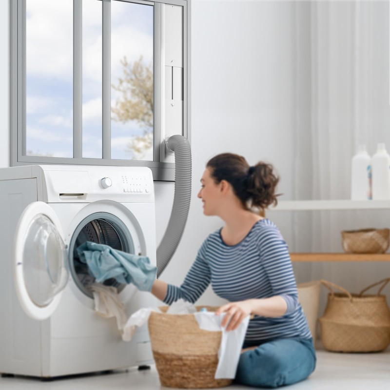 Dryer Vent Window Kit with Hose, Adjustable Window Duct Kit