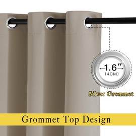 NICETOWN Bedroom Blackout Curtains and Drapes - Energy Smart Thermal Insulated Solid Grommet Blackout Draperies for Living Room (2 Panels, 52 inches x 72 inches, Taupe)