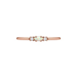 Elli Women's Genuine Jewellery Ring Vintage Ring with Cubic Zirconia Stones with Opal Stone in 925 Sterling Silver Rose Gold-Plated - White, size: 54