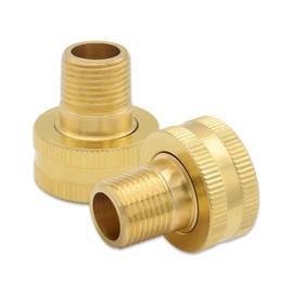 Hooshing 2PCS Garden Hose Adapter 3/8" NPT Male to 3/4" GHT Female Thread (NOT FIT for Compression Water LINE) Brass Swivel Hose to Pipe Fittings