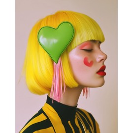 MIUSKATL Wig and Sunglasses 12 Inch Short Bob Wigs with Bangs for Women Costume Cosplay Party (Yellow)