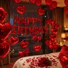 Red Birthday Balloon Set with Heart Foil Balloon - Romantic