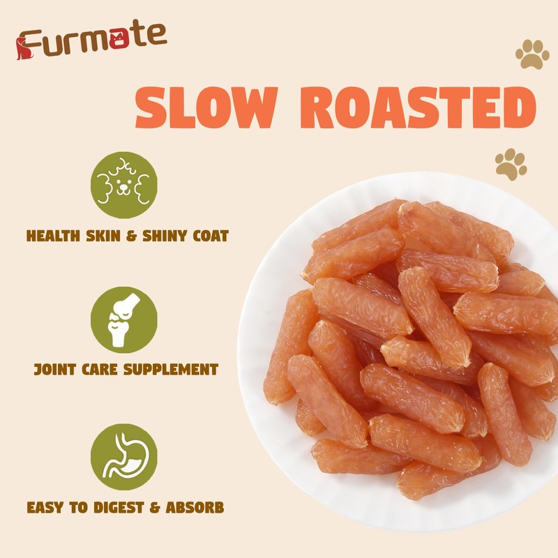 Furmate Dog Treats, Soft Chicken Sausage Jerky for Dogs, Real