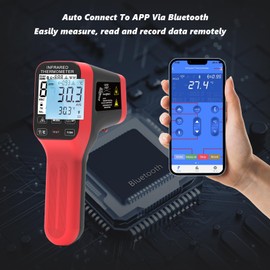 Pyrometer, Rechargeable Touch Screen Laser Thermometer with Bluetooth -58°F to 2912°F High Temp Infrared Thermometer Gun with DS=30:1, IR Thermometer with Adjustable Emissivity, for HVAC Forge
