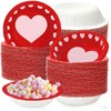 100 Pcs Valentine's Day Paper Bowls Disposable Serving Bowls Red