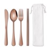 Travel Silverware Set Rose Gold Camping Picnic Utensils Set With