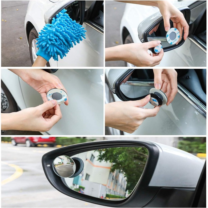 JMCo Blind Spot Mirrors for Cars, Glass Rotatable Waterproof Frameless