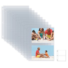 Photo Album Refill Sheets, 5 x 7 Inch, Heavyweight, Diamond Clear 3 Ring Photo Binder Page Refills, by Better Office Products, 400 Total Photos, Each 2-Pocket Sheet Holds Up to 4 Photos (100 Pack)