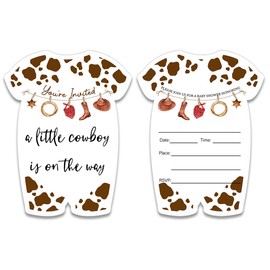 Wild West Baby Shower Party Shaped Invitations Cards with Envelopes Set of 20 Little Cowboy Western Baby Shower Invites Fill in Blank