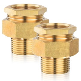 Pack of 2 Brass Screw Connection 1/2 Inch, 1/2 Inch Male Thread/Female Brass Thread Fittings, Movable Screw Connection Passage G1/2, Screw Connection with Seal, DN15 Pipe Fitting for Circulation Pump