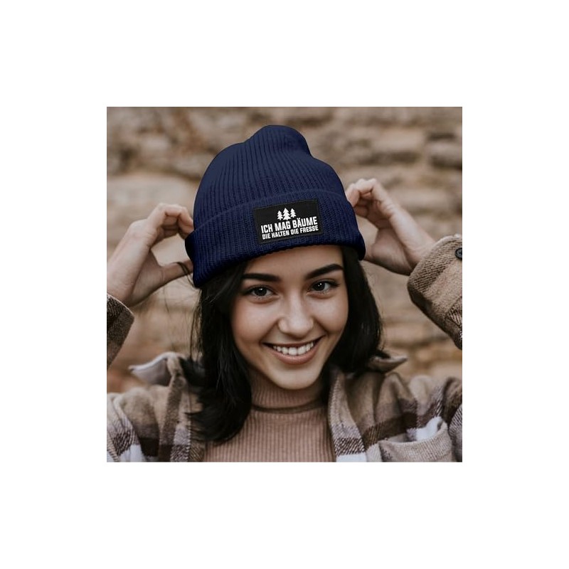 MoonWorks® Women's Beanie with Patch Knitted Hat with Saying Ich