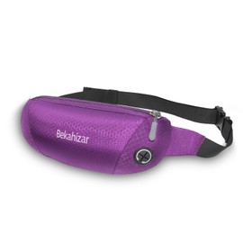 Bekahizar Waist Bag Pack Ultra Fanny Pack Travel Bum Bag Running Belt for Men Women Sport Cycling Hiking Traveling with Headphone Hole (Purple)
