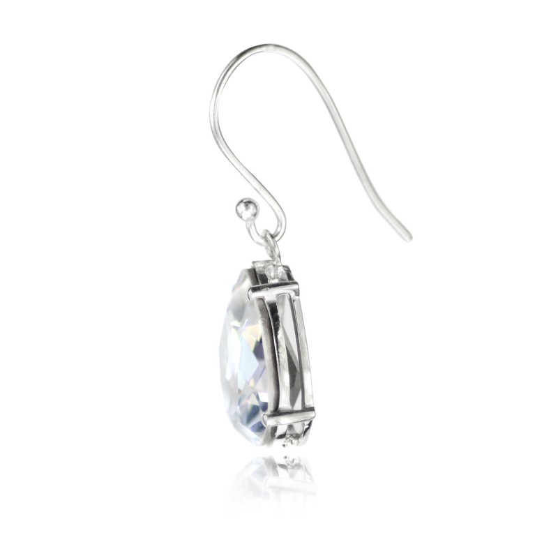 Teardrop Crystal Dangle Earrings Nickel-Free 925 Sterling Silver, Hypoallergenic, Clear
