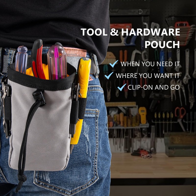 Small Utility Bag, Tool Belt Bag, Clip-On Tool Belt Bag