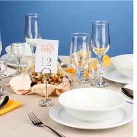 sinzau 24Pcs Table Number Holders 3.3 Inch Mini Place Card Holder Table Number Stands Stainless Steel Card Table Holder for Wedding Party Graduation Reception Restaurant Home Centerpiece(Silver)