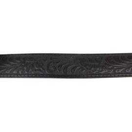 BC Belts Leather Belt Strap with Embossed Western Scrollwork 1.5" Wide with Snaps (Black-XL)