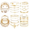 Dochais Boho Gold Bracelets Set, Layered Bracelet, Adjustable, Stackable Bracelets,