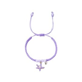 XAM Adjustable Braided Bracelet with Starfish Charm, Ceramic Beads and Bell Design, Multiple Color Options purple star