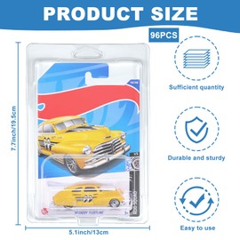 96 Pcs Clear Protector Cases Model Car Clamshell Cases Display Case Clear Protective Packs Car Blister Pack Covers Compatible with Hot-Wheels for Storage, 7.5 x 5 x 2 Inch