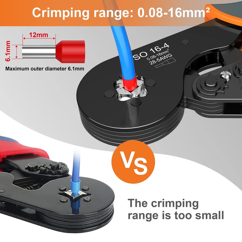 Wire Ferrule Crimping Tool, Preciva Square Jaw Wire Crimping Pliers