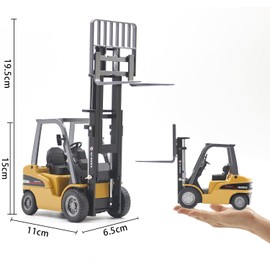 Qutumill Die-cast Forklift Truck Toys 1/50 Scale Metal Engineering Vehicle Fork Truck High Detail Construction Vehicles Model Collection Forklift Decoration Toy for Kid