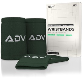 ADV Tennis Wristbands with New Age Polyester Cotton Blend - Ultra Absorbent Wrist Sweatbands - Doublewide & Slim Wrist Bands for Sweat - 4 Pack or 2 Pack (4-Pack Forest, M/L)